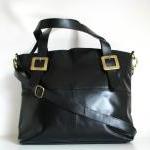 Leather Handbag Buckle Tote..