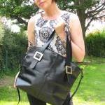 Leather Handbag Buckle Tote..