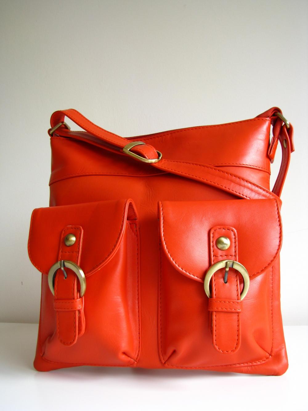 leather orange bag